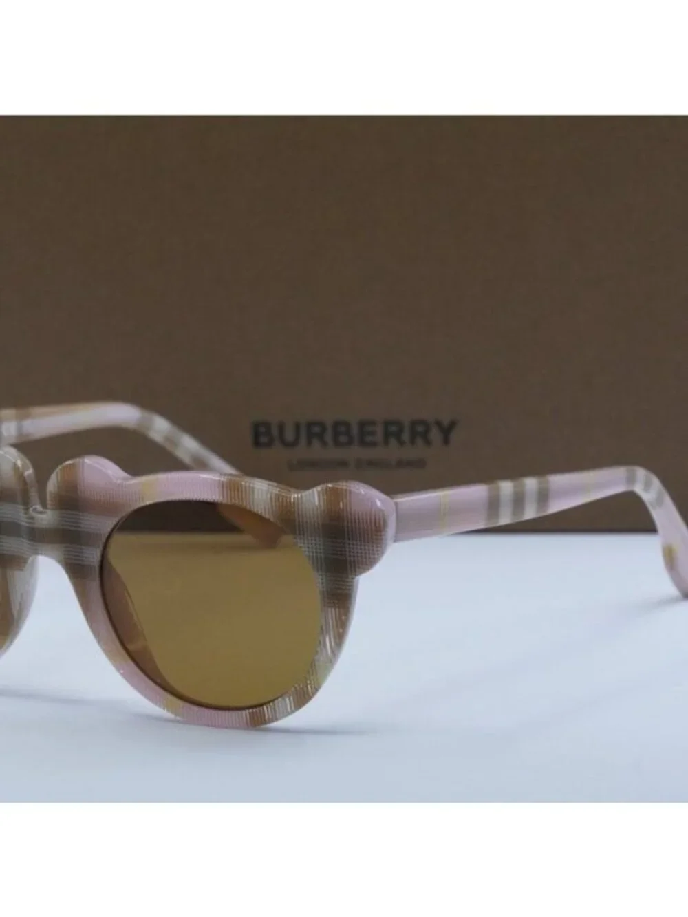 Burberry Kids JB4355 397273 Round Sunglasses - Check Pink/Bronze